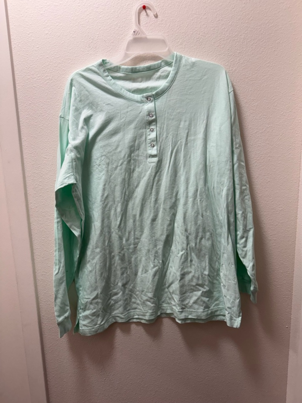 PINK Victoria's Secret Long-Sleeve Henley Tee - Mint